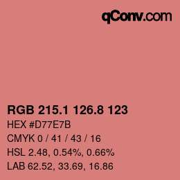 Color code: RGB 215.1 126.8 123 | qconv.com