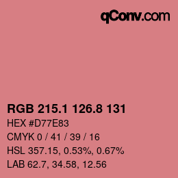 カラーコード: RGB 215.1 126.8 131 | qconv.com