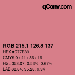 カラーコード: RGB 215.1 126.8 137 | qconv.com