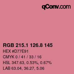 カラーコード: RGB 215.1 126.8 145 | qconv.com
