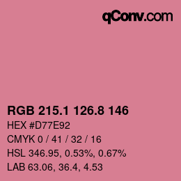 カラーコード: RGB 215.1 126.8 146 | qconv.com