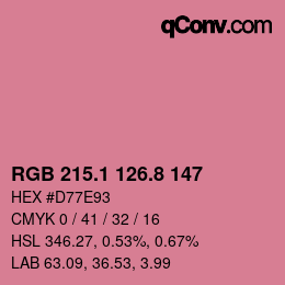 カラーコード: RGB 215.1 126.8 147 | qconv.com