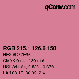 カラーコード: RGB 215.1 126.8 150 | qconv.com