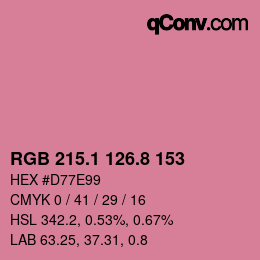 カラーコード: RGB 215.1 126.8 153 | qconv.com