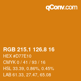 カラーコード: RGB 215.1 126.8 16 | qconv.com