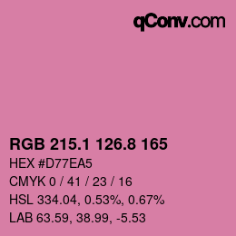 カラーコード: RGB 215.1 126.8 165 | qconv.com