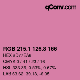 カラーコード: RGB 215.1 126.8 166 | qconv.com