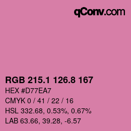 カラーコード: RGB 215.1 126.8 167 | qconv.com