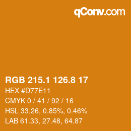 カラーコード: RGB 215.1 126.8 17 | qconv.com
