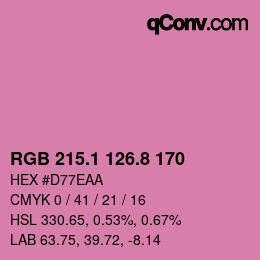カラーコード: RGB 215.1 126.8 170 | qconv.com