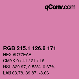 カラーコード: RGB 215.1 126.8 171 | qconv.com