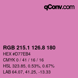 カラーコード: RGB 215.1 126.8 180 | qconv.com
