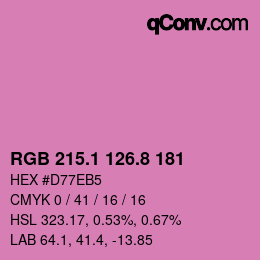 カラーコード: RGB 215.1 126.8 181 | qconv.com