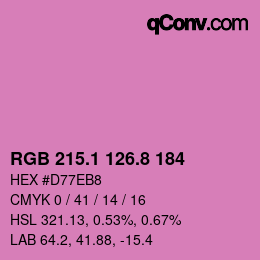 カラーコード: RGB 215.1 126.8 184 | qconv.com