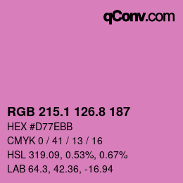 カラーコード: RGB 215.1 126.8 187 | qconv.com