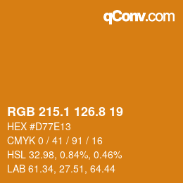 カラーコード: RGB 215.1 126.8 19 | qconv.com