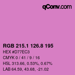 カラーコード: RGB 215.1 126.8 195 | qconv.com