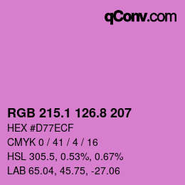 カラーコード: RGB 215.1 126.8 207 | qconv.com