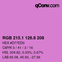 カラーコード: RGB 215.1 126.8 208 | qconv.com