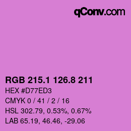カラーコード: RGB 215.1 126.8 211 | qconv.com
