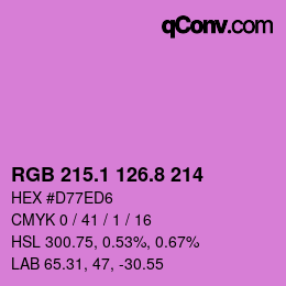 カラーコード: RGB 215.1 126.8 214 | qconv.com