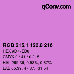 カラーコード: RGB 215.1 126.8 216 | qconv.com