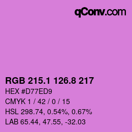 カラーコード: RGB 215.1 126.8 217 | qconv.com