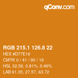 カラーコード: RGB 215.1 126.8 22 | qconv.com