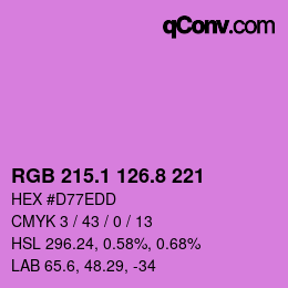カラーコード: RGB 215.1 126.8 221 | qconv.com