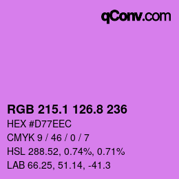 カラーコード: RGB 215.1 126.8 236 | qconv.com