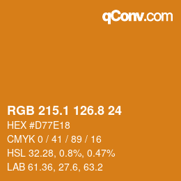 カラーコード: RGB 215.1 126.8 24 | qconv.com