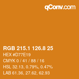 カラーコード: RGB 215.1 126.8 25 | qconv.com
