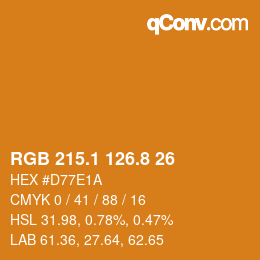カラーコード: RGB 215.1 126.8 26 | qconv.com