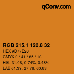 カラーコード: RGB 215.1 126.8 32 | qconv.com