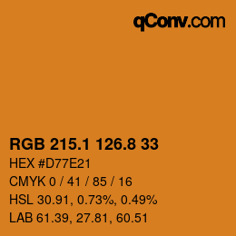 カラーコード: RGB 215.1 126.8 33 | qconv.com