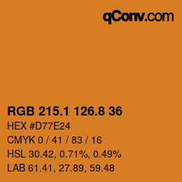 カラーコード: RGB 215.1 126.8 36 | qconv.com