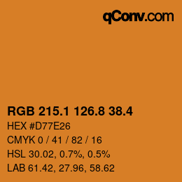 カラーコード: RGB 215.1 126.8 38.4 | qconv.com