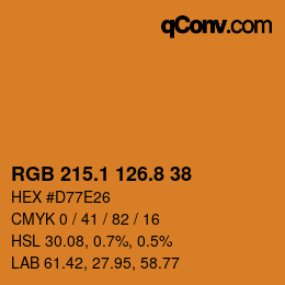 カラーコード: RGB 215.1 126.8 38 | qconv.com
