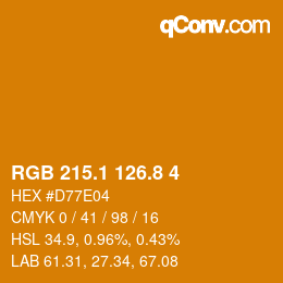 カラーコード: RGB 215.1 126.8 4 | qconv.com