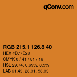 カラーコード: RGB 215.1 126.8 40 | qconv.com