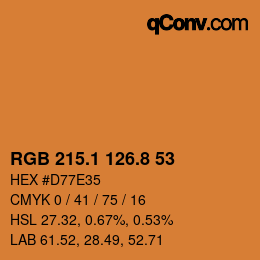 カラーコード: RGB 215.1 126.8 53 | qconv.com