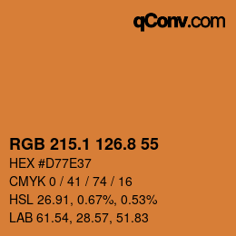 カラーコード: RGB 215.1 126.8 55 | qconv.com