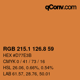 カラーコード: RGB 215.1 126.8 59 | qconv.com