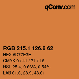カラーコード: RGB 215.1 126.8 62 | qconv.com