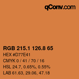 カラーコード: RGB 215.1 126.8 65 | qconv.com