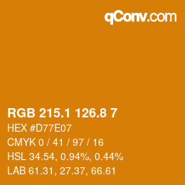 カラーコード: RGB 215.1 126.8 7 | qconv.com