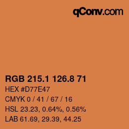 Color code: RGB 215.1 126.8 71 | qconv.com