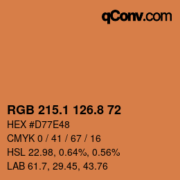 カラーコード: RGB 215.1 126.8 72 | qconv.com