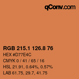 Color code: RGB 215.1 126.8 76 | qconv.com