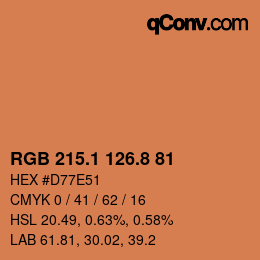 Color code: RGB 215.1 126.8 81 | qconv.com